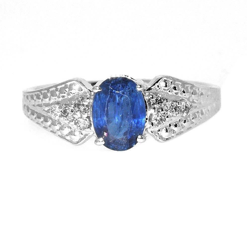 SILVER DIAMOND BLUE SAPPHIRE RING