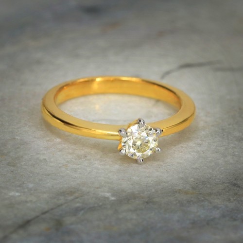 Beautiful Solitaire Natural Diamond Ring For Women, Yellow Gold Ring For Engagement 