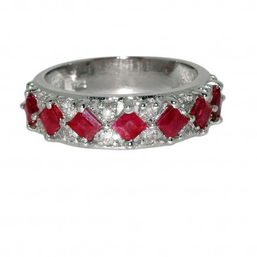 RUBY SILVER RING WITH DIAMOND