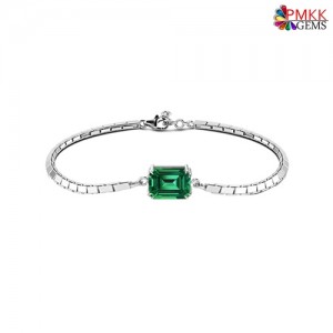 Emerald Gemstone Sterling Silver Rakhi or Bracelet for Mens