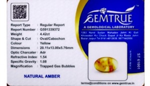 Natural Amber stone 4.42 carat
