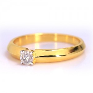Natural Diamond Engagement Ring For Men, 4 Prong Gold Ring With Round Cut Diamond
