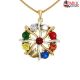 Navaratna Pendant In 18Kt Yellow Gold 