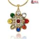 Navaratna Pendant In 18Kt Yellow Gold 