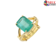 18K Gold Diamond Ring with Emerald Gemstone