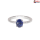 Oval shape 18k White Gold Ring with Blue Sapphire Stone