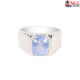Square shape 18K White Gold Ring with blue sapphire stone