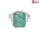 Square shape 18k White Gold Ring with Emerald Stone