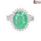 Oval Shape 18k White Gold Ring with Emerald Stone